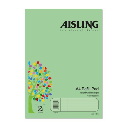 Aisling Refill Pad A4 Green 100Pg Pk6