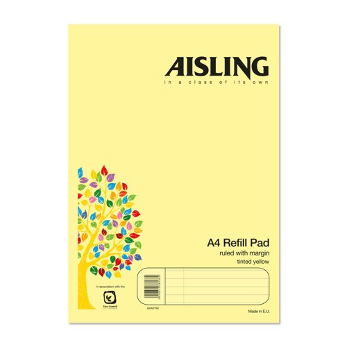 Aisling Refill Pad A4 Yellow 100Pg Pk6