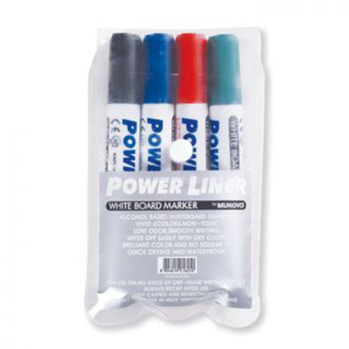 Powerliner, Wipeboard Markers Chisel, wallet of 4