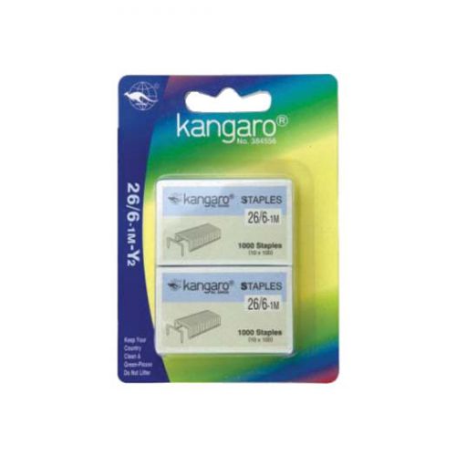 Kangaro Staples 26/6 2x1000 per card Pk20