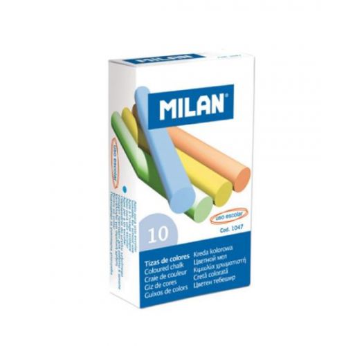Milan Dustless Coloured Chalk 10S Pack of 10