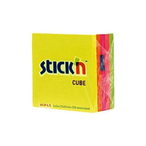 Stickn Mini Cube 51x51mm neon rainbow - 468-21203