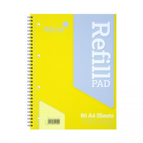 Silvine Wirebound Refill Pad A4 Feint and Margin Yellow