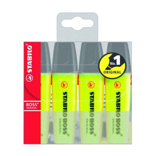Stabilo, Boss Highlighter, Wallet of 4 Yellow