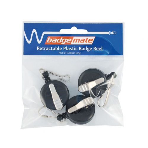 Badge Reel Retractable Plastic Pk3 Bx10
