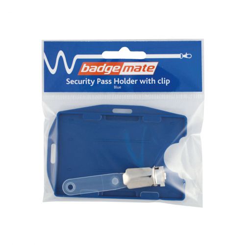 Plastic Card Holder with Clip Blue Bx10