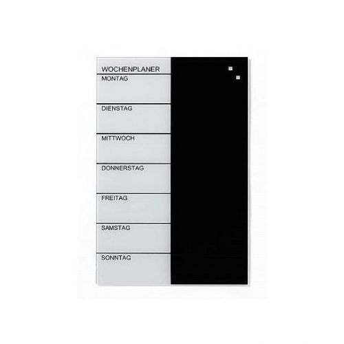 Franken Glassboard 400x600mm Black/White Week Planner