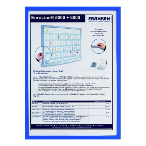 Franken Document Holder A3 Magnetic Blue Pack 5