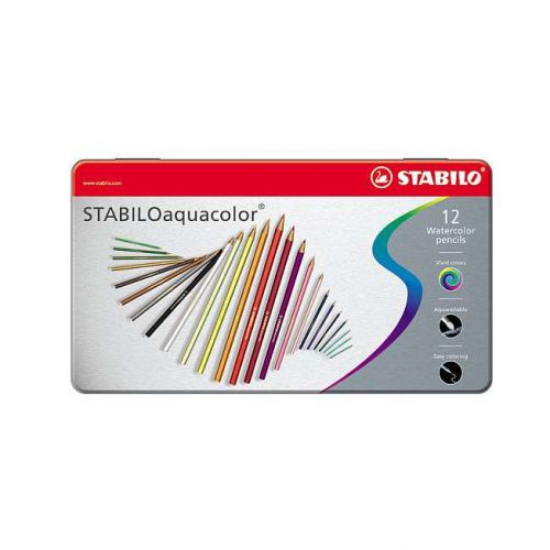 Stabilo Aquacolor Watercolour Pencil Pk12 Metal Case