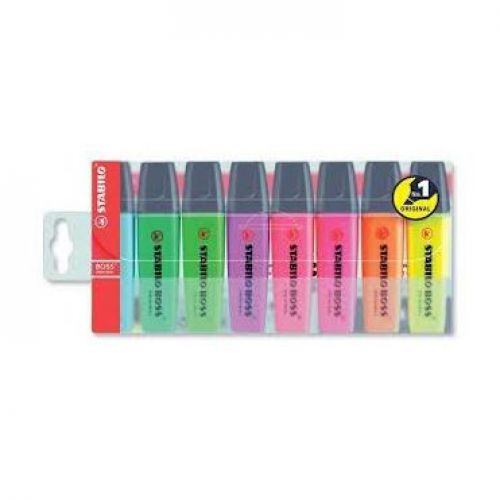 Stabilo Boss Highlighters Chisel Tip 2-5mm Line Assorted Wallet 8 Code 70/8