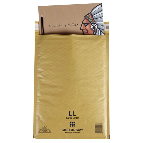 Mail Lite Gold Bubble Bag 230X330mm (Internal Size) Peel and Seal LL 612053 [Box 50]