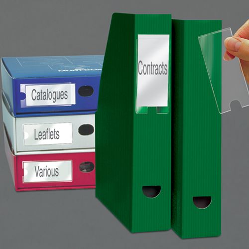 74092PL - ValueX Self Adhesive Label Holder and Insert Polypropylene 25x75mm (Pack 12) - 10310
