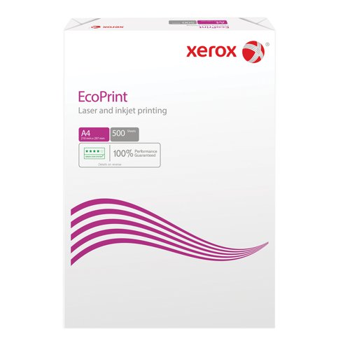 Xerox Ecoprint White Copier Paper 75gsm 210X297mm A4 Pack 500 100% PEFC Certified