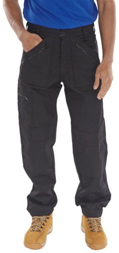 Poly-Cotton Workwear Action Work Trousers Black 38   Awtbl38