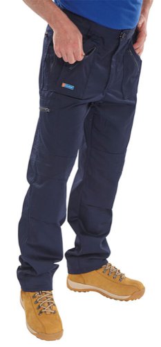 Poly-Cotton Workwear Action Work Trousers Navy 38  Awtn38