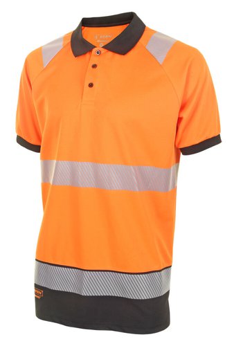 Hivis Two Tone Polo Shirt S/S Or/Blk Sml Hvtt010Or bls