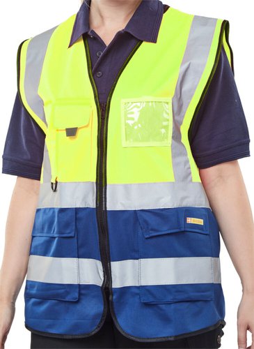 Two Tone Executive Waistcoat Sat Yellow/Navy Lge H vwcttsynl