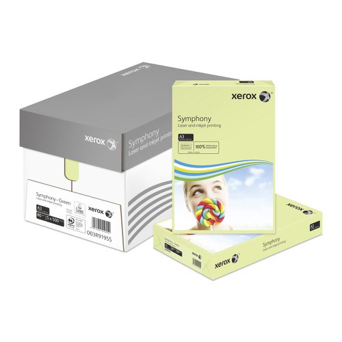 XX51955 Xerox A3 Symphony Tinted 80gsm Pastel Green Copier Paper (Pack of 500) 003R91955
