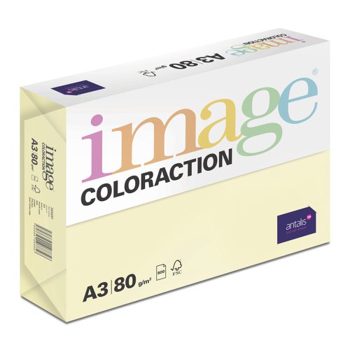 Coloraction Tinted Paper Pale Yellow (Desert) FSC4 A3 297X420mm 80Gm2 Pack 500