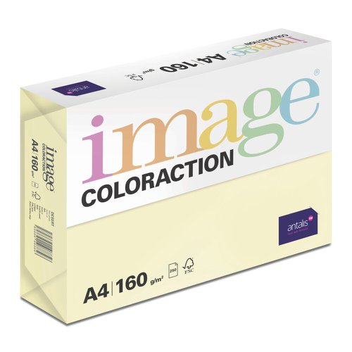 Coloraction Tinted Paper Pale Yellow (Desert) FSC4 A4 210X297mm 160Gm2 210Mic Pack 250