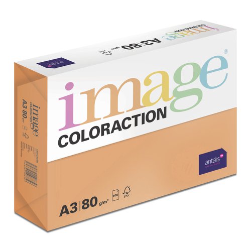 Coloraction Tinted Paper Deep Orange (Amsterdam) FSC4 A3 297X420mm 80Gm2 Pack 500