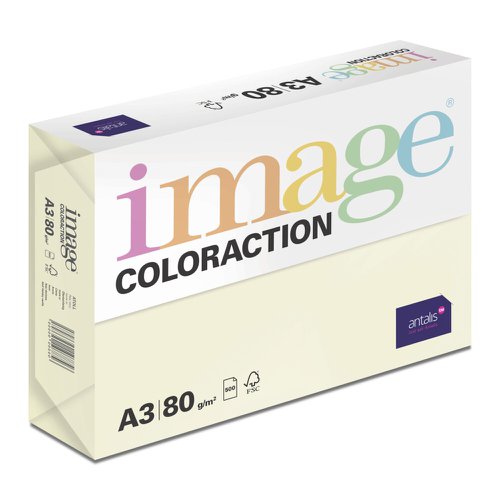 Coloraction Tinted Paper Pale Ivory (Atoll) FSC4 A3 297X420mm 80Gm2 Pack 500 Plain Paper PC1821