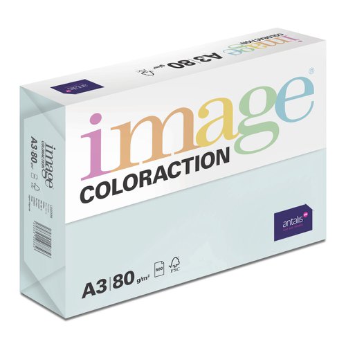 Coloraction Tinted Paper Pale Blue (Lagoon) FSC4 A3 297X420mm 80Gm2 Pack 500