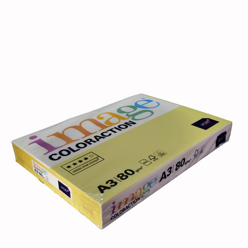 Coloraction Tinted Paper Mid Yellow (Canary) FSC4  A3 297X420mm 80Gm2 Pack 500 Plain Paper PC1822