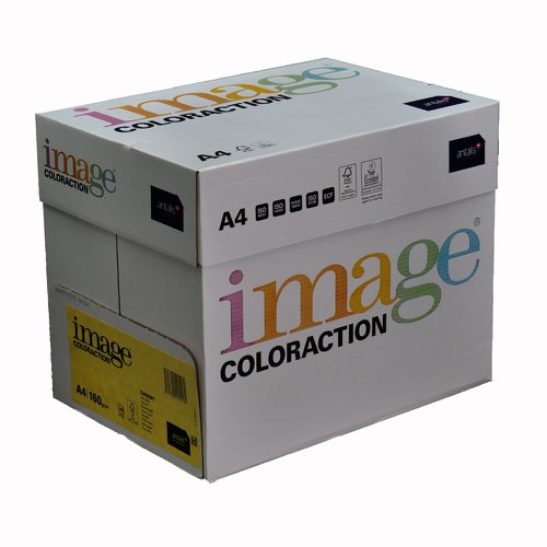 Coloraction Tinted Paper MID Yellow (Canary) FSC4  A4 210X297mm 160Gm2 210Mic Pack 250 Card PC1854
