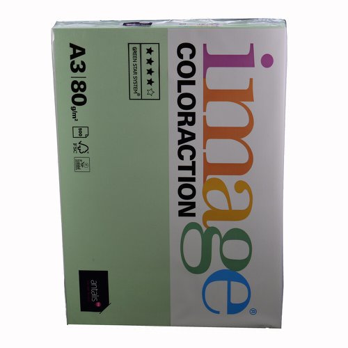 Coloraction Tinted Paper Pale Green (Forest) FSC4 A3 297X420mm 80Gm2 Pack 500