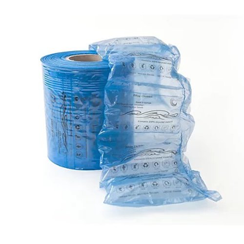 603471 | Inflatable void-fill system. Manufactured from 100% recycled materials, AEOLOS® Blue Ocean air cushion packaging is the perfect choice to protect products while they are on the move. Air cushion void fill film rolls help minimise shipping costs as you use less to protect products. Once inflated, you can easily fill the void around your products to help reduce shocks from the rigours of transit. The air cushion film rolls are also perforated, which can speed up the packaging process in any workplace.Lightweight and economical, air cushion rolls are the perfect alternative to standard loose-fill. Supplied on compact rolls, they take up minimal floor space.Made with fully recyclable low-density polythene, you and your customers can easily recycle the air pillow cushions when needed.