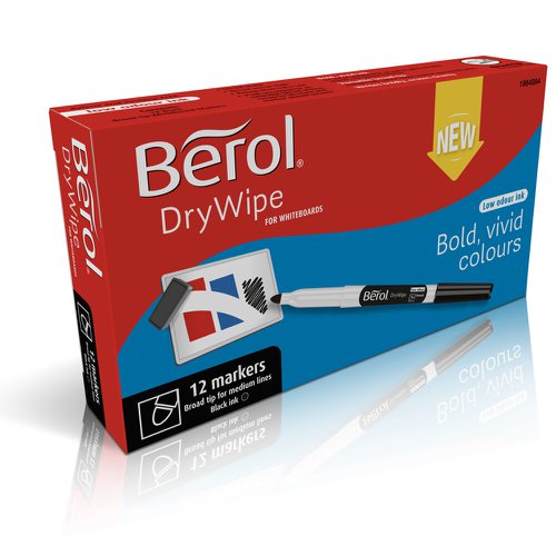 Berol Dry Wipe Broad Marker Black Pack Of 12 3P  603982