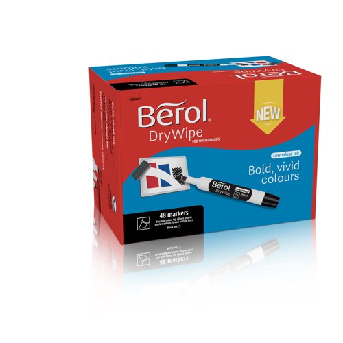 Berol Dry Wipe Marker Chisel Black Pack of 48 3P