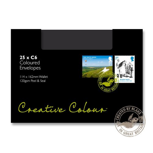 Blake Creative Colour Jet Black Peel & Seal Wallet 114X162mm 120Gm2 Pack 25 Code 15114 3P  604864