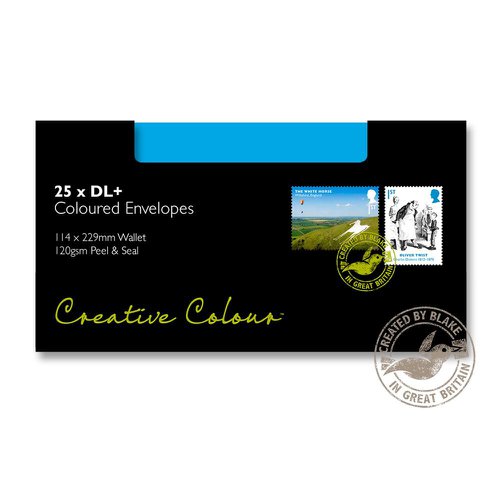 Blake Creative Colour Caribbean Blue Peel & Seal Wallet 114X229mm 120Gm2 Pack 25 Code 25210 3P