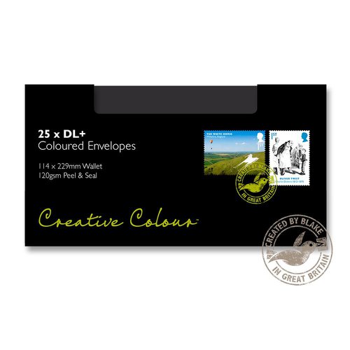 Blake Creative Colour Jet Black Peel & Seal Wallet 114X229mm 120Gm2 Pack 25 Code 25214 3P  604886