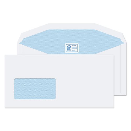 Blake Purely Everyday White Window Gummed Mailer 114X235mm 90Gm2 Pack 1000 Code 3904 3P Blake Envelopes