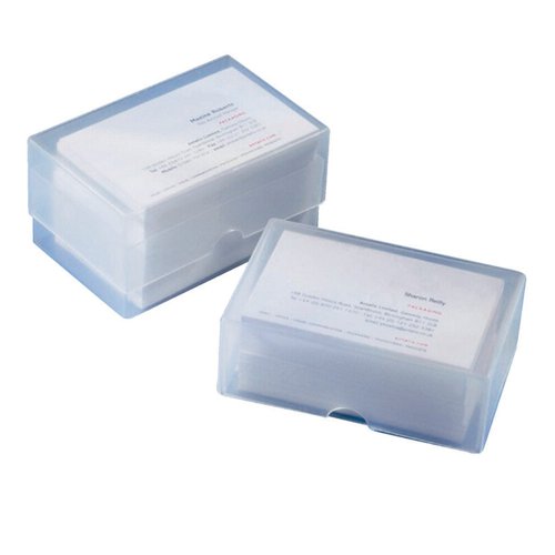 621898 | A range of business card and compliment slip boxes available in cardboard or polypropylene. Use For, Presentation of business cards and compliment slips, keeping products protected, specially designed for transport and storage.