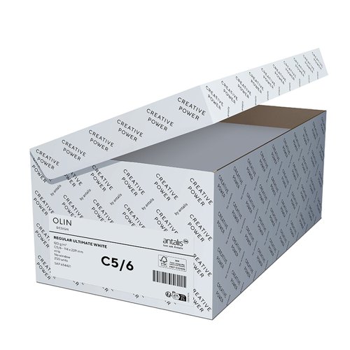 Olin Regular Wallet C5/6 114 x 229mm Ultimate White SS 120Gm2 Box Of 500 FSC Mix Credit