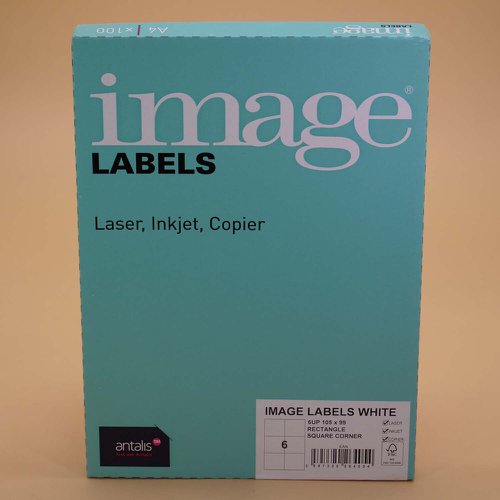 Image A4 Multiprint Permanent Labels FSC4 Sc105x99mm 6 Lab/Sh 100Sh/Pk B.V.Blana