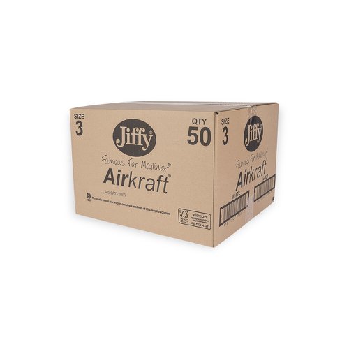 611436 Jiffy Airkraft Mailers 3 White Int 220x320mm Ext 250x335mm Box 50