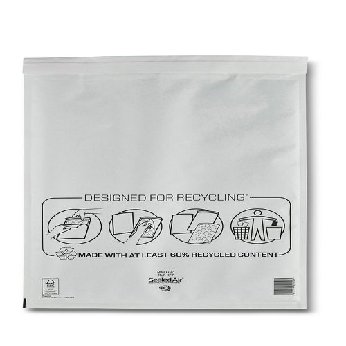 612065 Sealed Air Mail Lite Mailers K/7 White Int 350mmx470mm Box 50