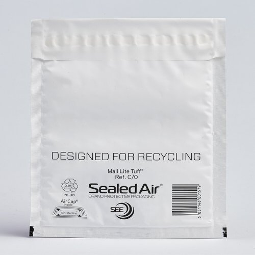 612101 Sealed Air Mail Lite Tuff Poly Bubble Mailer C/0 White Int 150mmx210mm Box 100