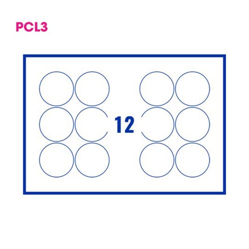 Pcl3 Digital Labels White M/C Gloss Perm 76mm 12 La/Sht 100Sht/Box 3P