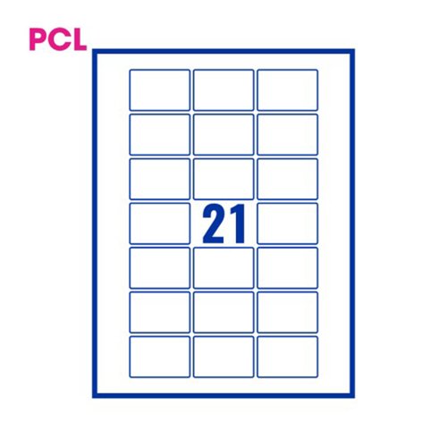 Pcl5437 White Perm Labels 21 Lab/Sht 4200/Box 200Sh A4/Bx