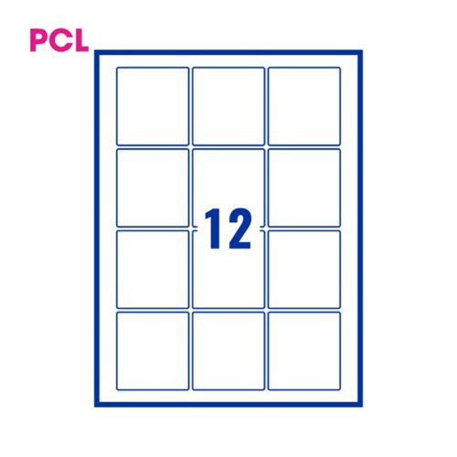 PCL6368OW LABELS 68x62 Opaque White 12/sheet 2400 per box 3P