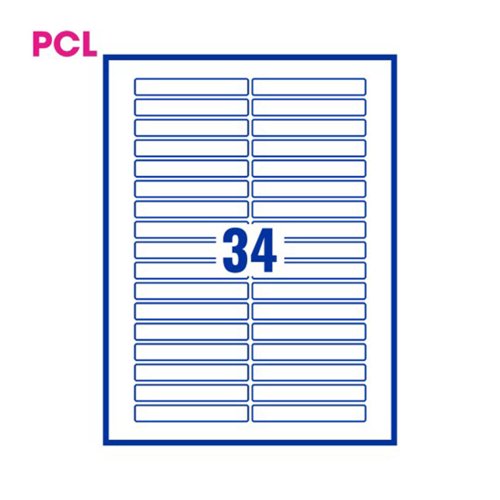 Pcl9014 White Perm Labels 34 Lab/Sht 6800/Bx 200Sh A4/Bx