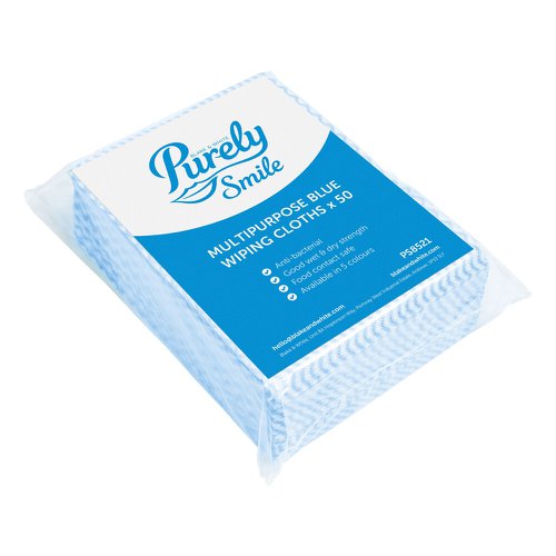 Purely Smile Multipurpose Wiping Cloths Blue Pack 50 Blake & White