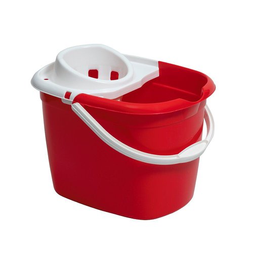 Purely Smile Plastic Mop Bucket And Wringer 12L Red