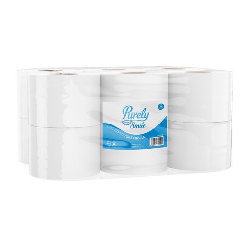 Purely Smile Toilet Roll 2Ply Mini Jumbo 150M Pack 12